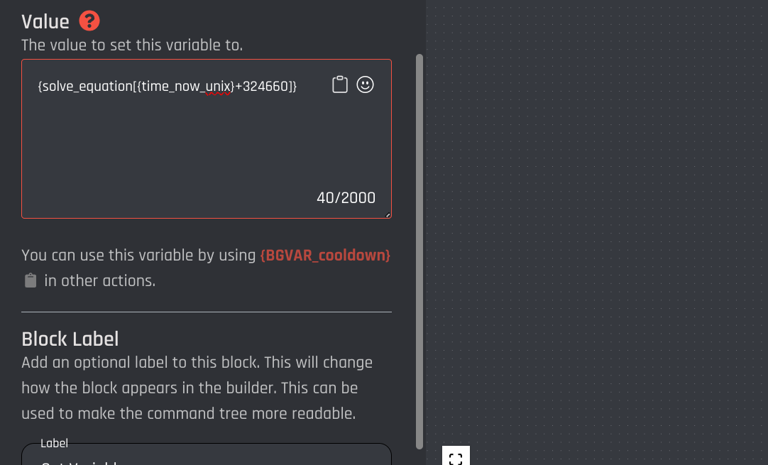 Example Set Variable Block